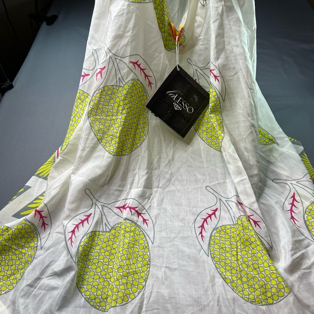 Alesso Silk Cotton Hi-low Dress | Size M | Fruit Print | NWT | Italian Resort